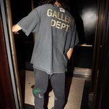 Gallery Dept T-Shirt Washed and old bronzing alphabet print short-sleeved T-shirt