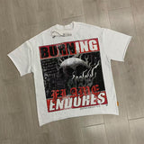 First Row T Shirts BREAKING NEWS BURNING FLAMES CROPPED TEE Fashion Hot Diamond Trend Brand