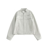 Unisex Pu Jacket Retro Biker's Wind Leather Coat