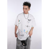 Unisex T-Shirts GALLERY DEPT Hand Painted Ink Splashing Graffiti Loose Tee