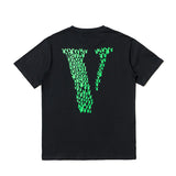 Vlone T Shirts V-Shaped Female Printed Short Sleeve T-shirt Men's and Women's Hip Hop BF Half Sleeve