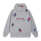 CHH Chrome Heart Hoodie Chrome Hearts Colored Cross Leather Sanskrit Hooded Sweater