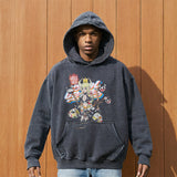 Mens Vintage Hoodie print wash jacket sweater