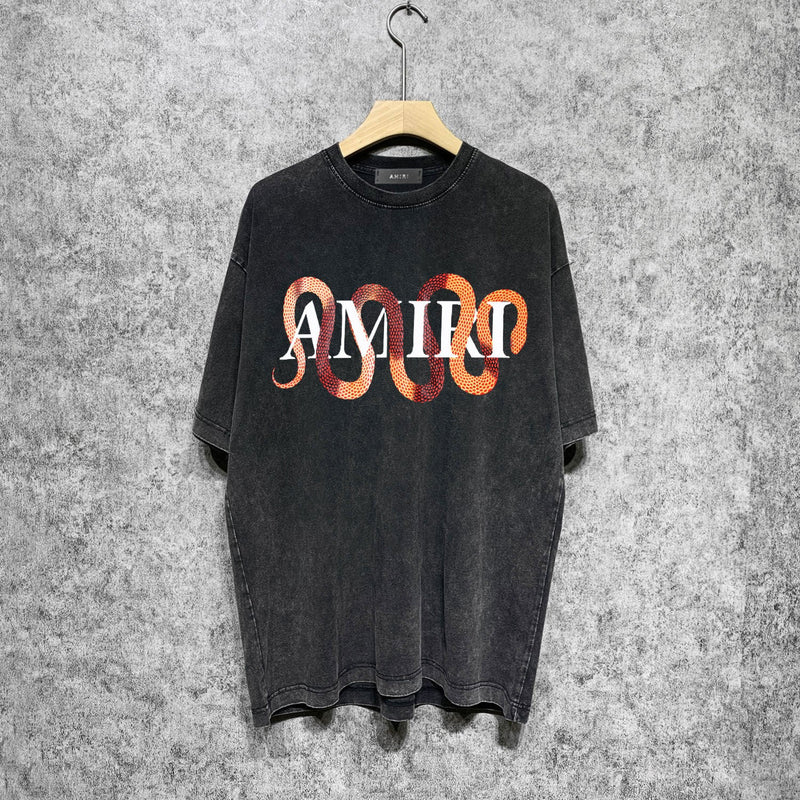 Amiri washed t-shirt gold snake short sleeve