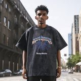 Mens Vintage T Shirt Butterfly Print Neckline Short Sleeve