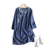 Women Dresses Embroidery Denim Dress