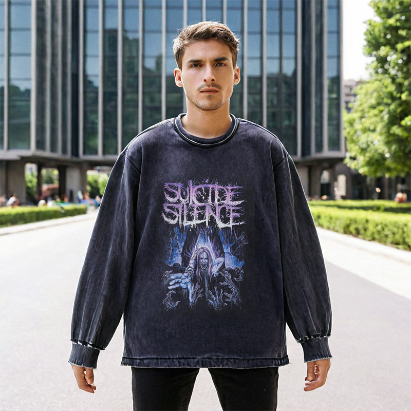 Mens Vintage Long Sleeve Shirt Long Sleeve T-Shirt Men's and Women's Crew Neck
