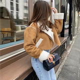Women Cotton Coat Suede Faux Lamb Fur Coat