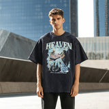 Mens Vintage T-Shirt Flame Print Short Sleeve T-Shirt