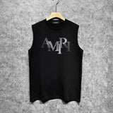 Amiri tank top gray gradient letterprinting