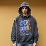 Mens Vintage Hoodie Loose Hooded Sweater Men