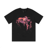 Vlone T Shirts Lightning Portrait English Large V Loose Short Sleeve T-shirt Men and Women High Street Half Sleeve