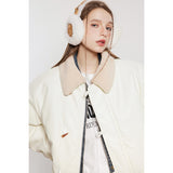 Unisex Coat Lamb Fur Lapel Winter PU Leather