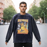 Mens Vintage Long Sleeve Shirt High Street Long Sleeve T-Shirt Men