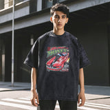 Mens Vintage T Shirt Cartoon Print Short Sleeve