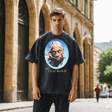 Mens Vintage T Shirt Printed Loose Short Sleeve Men