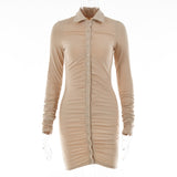 Women Dress Sexy Hot Girl Tight Pleated Dress
