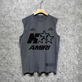 Amiri tank top five-pointed star mottled letterprinting