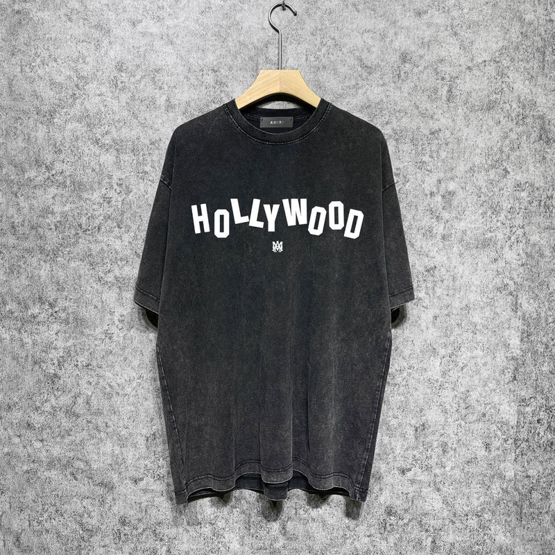 Amiri washed t-shirt hollywood letterprinting short sleeves