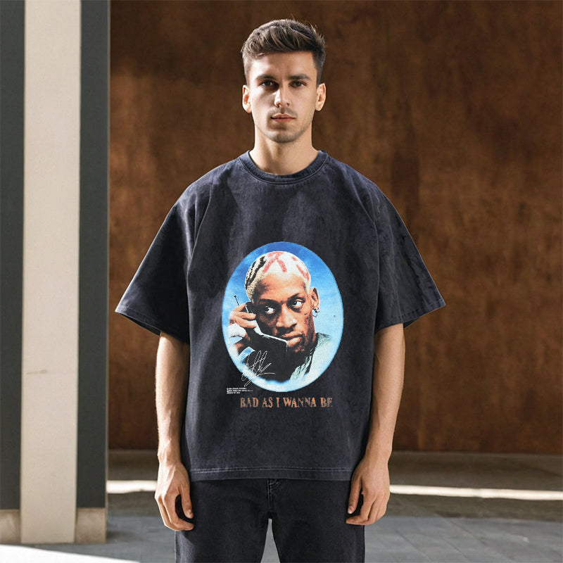 Mens Vintage T Shirt Vintage Wash Make Old Hip Hop