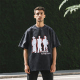 Mens Vintage T Shirt Printed Washed Old Short Sleeves