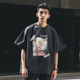 Mens Vintage T Shirt Old Loose Half Sleeve T-Shirt For Men And Women