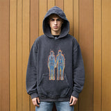 Mens Vintage Hoodie Sweater Cartoon Casual