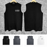 Amiri tank top new bone sleeve print
