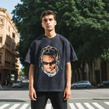 Mens Vintage T Shirt Rose Skull Short Sleeve