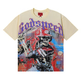 Godspeed T Shirts Skull Baseball Players Printed Cotton Casual Short Sleeves Men and Women