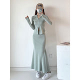 Women Hoodie Hot Girl Slim-Fit Cardigan Fishtail Two Pieces