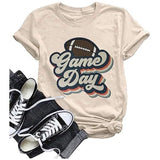 Game Day Shirt Women Football Mom T-Shirt Short Sleeve