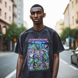 Mens Vintage T Shirt Cartoon Print Wash