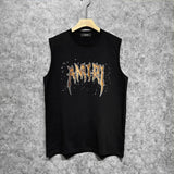 Amiri tank top splashed paint skeleton printing