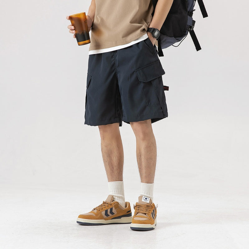 Unisex Shorts Retro Large Workwear with Pocket Shorts Loose