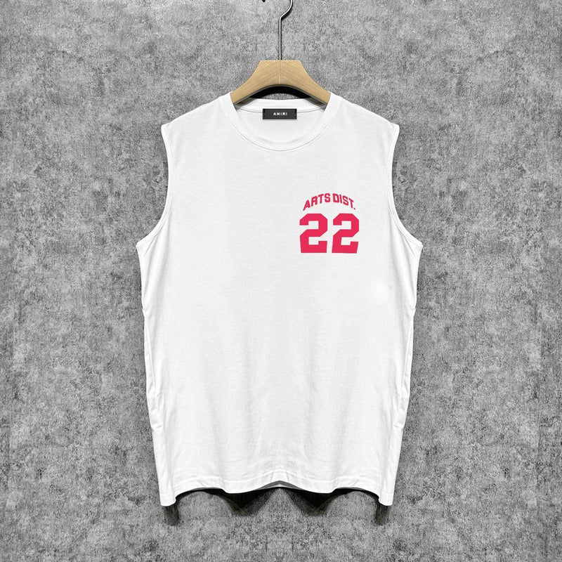 Amiri tank top with red lettered angled print
