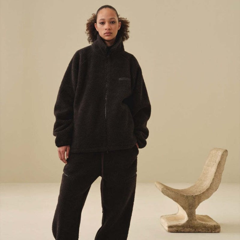 Fog Essentials Sweatshirt Lamb Wool Zip Cardigan Jacket