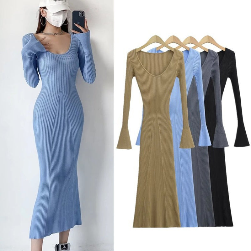Women Dresses Bell Sleeve Dress Fishtail