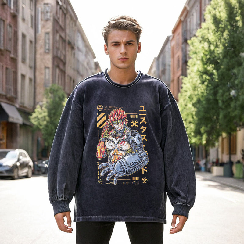 Mens Vintage Long Sleeve Shirt Street Print Long Sleeve T-Shirt