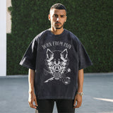 Mens Vintage T Shirt Vintage Wash Old Short Sleeve T-Shirt