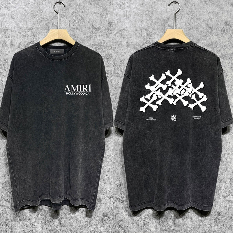 Amiri washed t-shirt skeleton letter short sleeve
