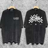 Amiri washed t-shirt skeleton letter short sleeve