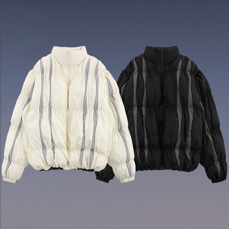 Men Coat Patchwork Stand-up Collar Padded Cotton Coat