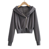 Women Hoodie Retro Small Loose Cardigan