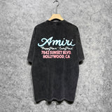 Amiri washed t-shirt wine glass letterprinting short sleeves