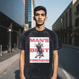 Mens Vintage T Shirt Cartoon Print Washed Short Sleeve