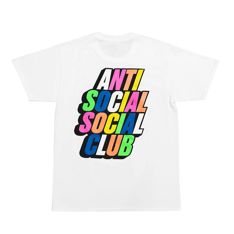 Anti Social Club T Shirt Rainbow Stereo Letter Print Short-Sleeve Men's T-shirt