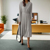 Modest Office Dresses Skinny pleated long dress