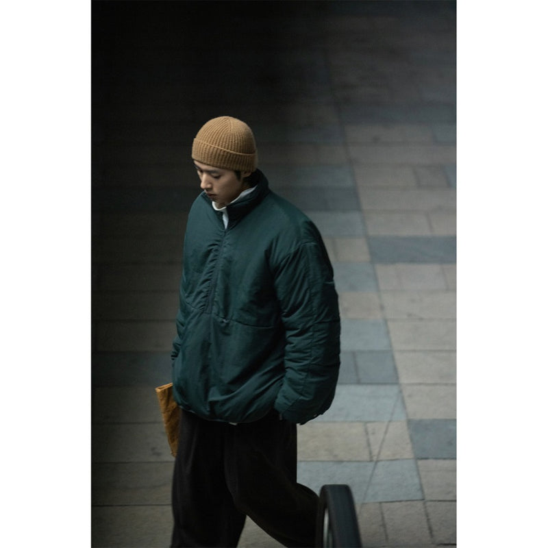 Unisex Coat Stand Collar Coat Vintage Zipper Cotton-Padded Jacket