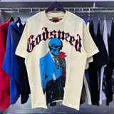 Godspeed T Shirts Skull Gentleman Rose Print Cotton Casual Short Sleeve Men and Women